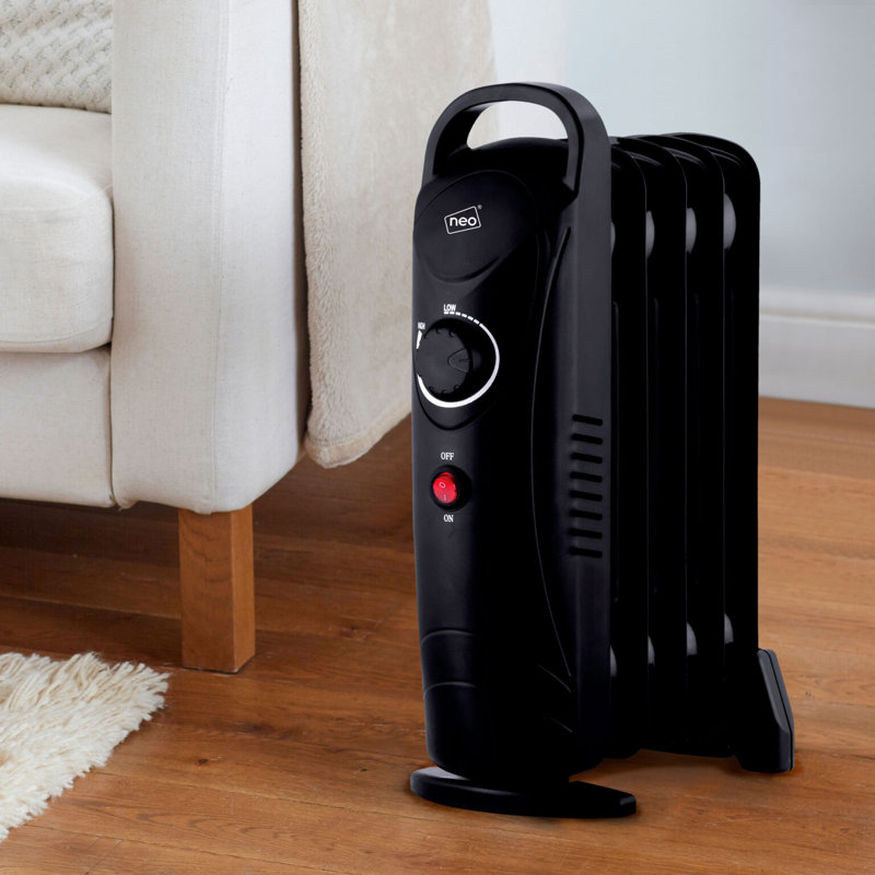 NeoDirect 650W 2217 BTU Electric Radiator Space Heater with Adjustable Thermostat, Black
