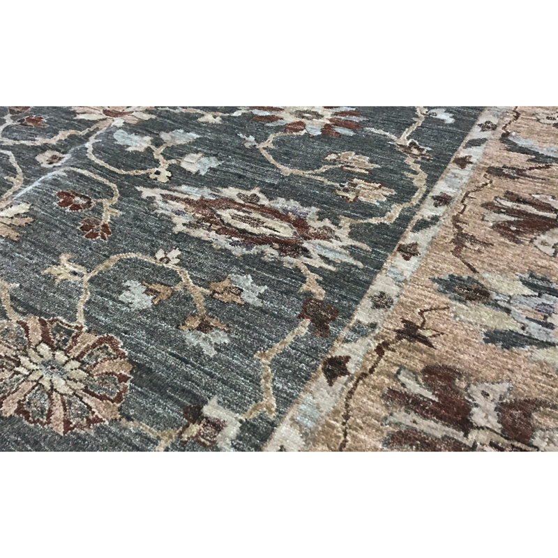 Tapis vert clair et beige noué à la main de haute qualité Ziegler