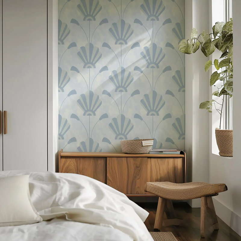 Fanflower - Wallpaper, Powdered Blue Gold, Premium Paper