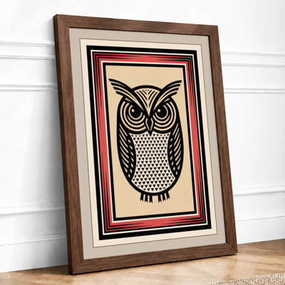 Geometric Owl Art Deco - Framed Print