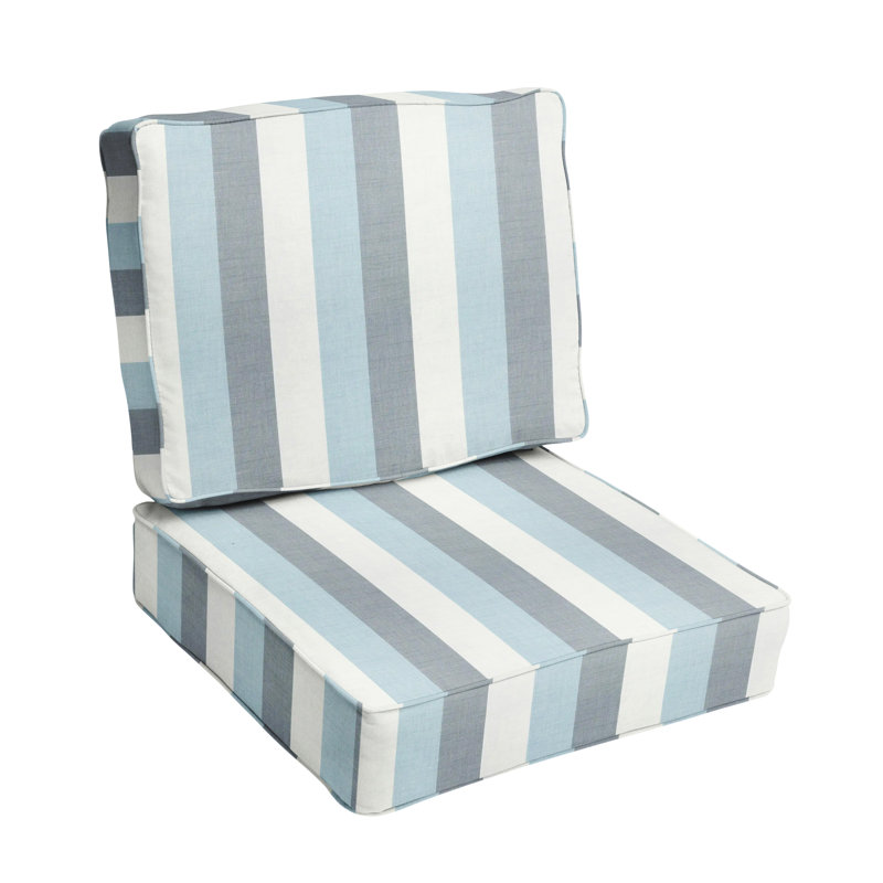 Passarelli Outdoor Sunbrella Seat/Back Cushion, Direction Dew Stripe Sunbrella®, 23" W x 23.5" D