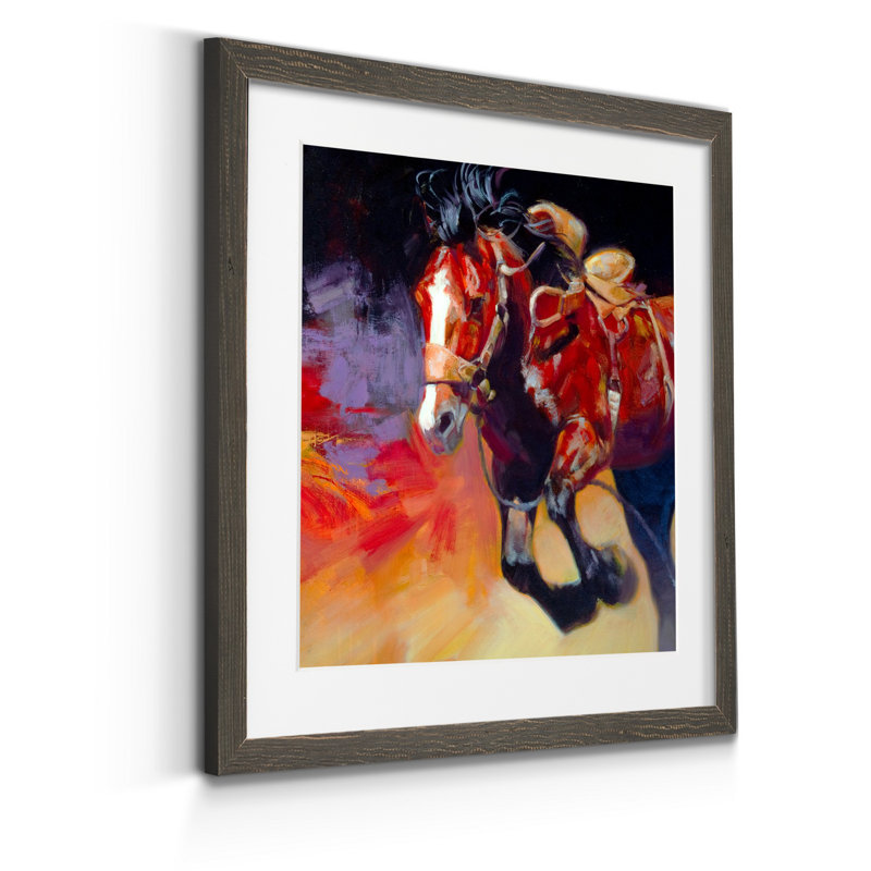 « Driving Horses II », impression sur papier, H 27,5 po x l 27,5 po x P 1,5 po, Cadre gris
