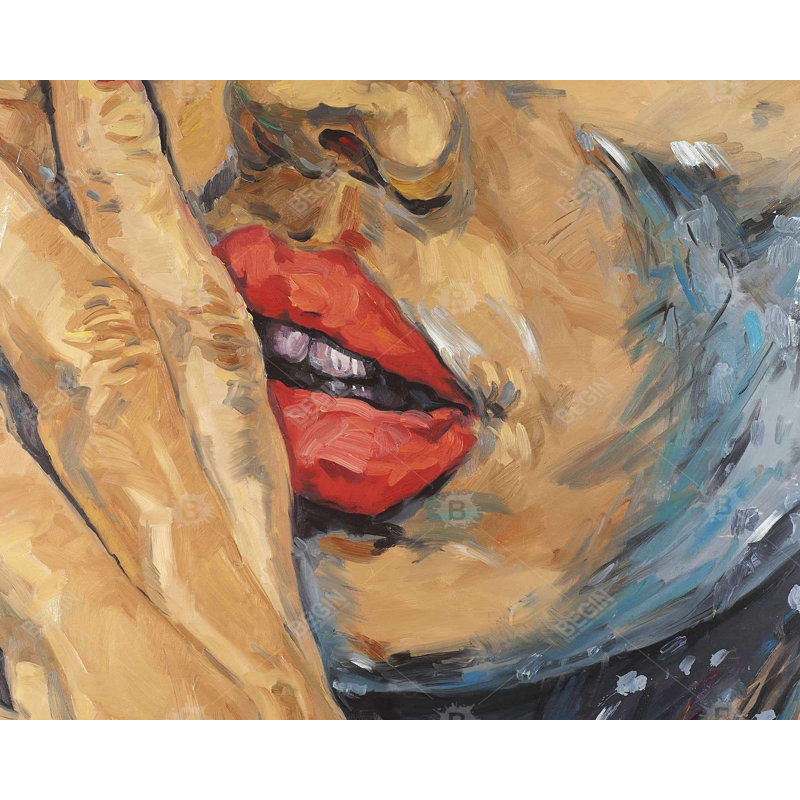 Shushing Lips Closeup - Bedroom Framed Canvas Art, 49.25" H x 61.25" W