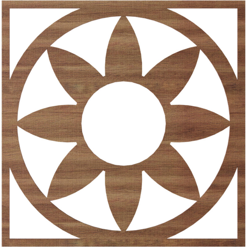 Médaillon de plafond en bois Blume, Noyer, H 38 po x l 38 po x P 0,25 po