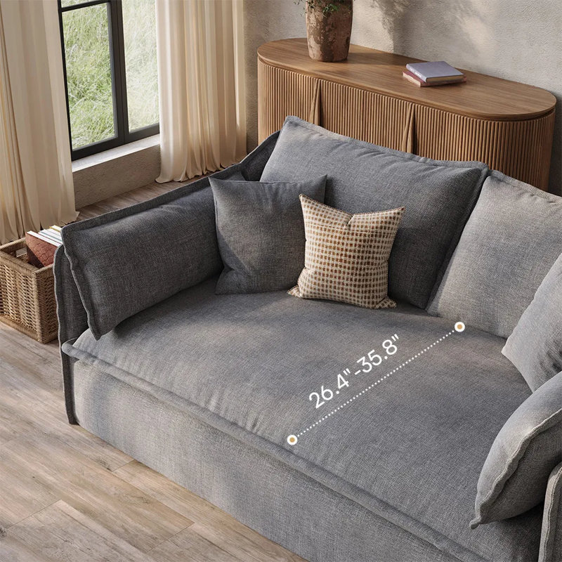 Canapé Luna-Beige avec housses amovibles, Gris, H 35 po x l 75,4 po x P 40,2 po