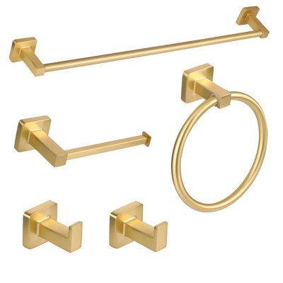 Ensemble d'accessoires de quincaillerie de salle de bain 5 pièces Brusehd Gold, 5 pièces, 23,6 po