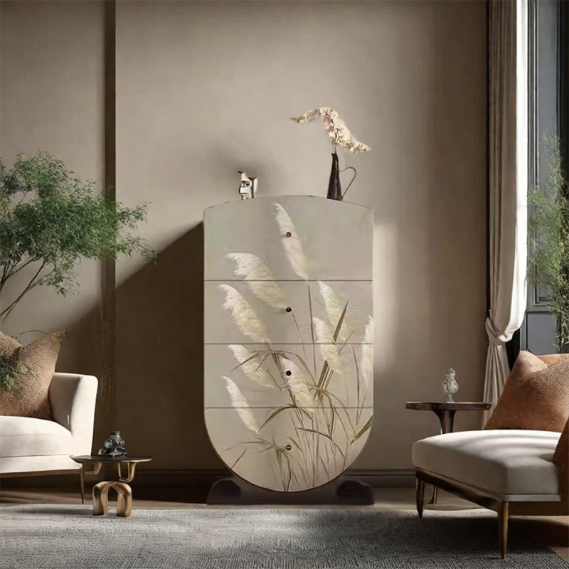 Armoire de rangement en bois de pin massif avec quatre tiroirs