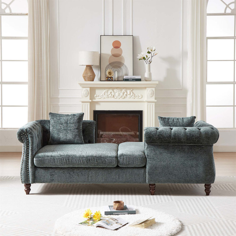 Chaise longue confortable Castanon avec un design élégant pour différentes pièces, Vert