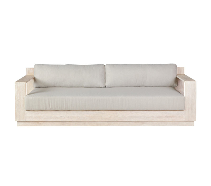 Imperial Grove Outdoor Teak Natural Finish Sofa - 84", Cream, Gray