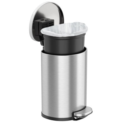 Itouchless Softstep 2 Gallon Stainless Steel Step Trash Can With Odor Filter, 7.6 L Bathroom, Kitchen, Home Office Pedal Garbage Bin, Removable Bucket