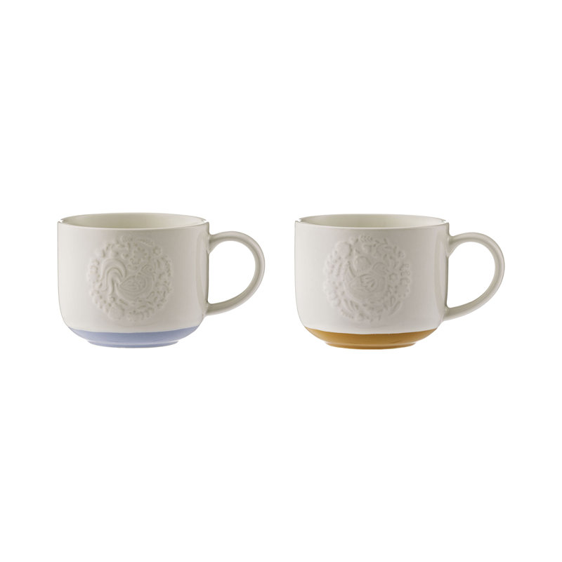 Folk Farmyard Set Of 2 Mugs