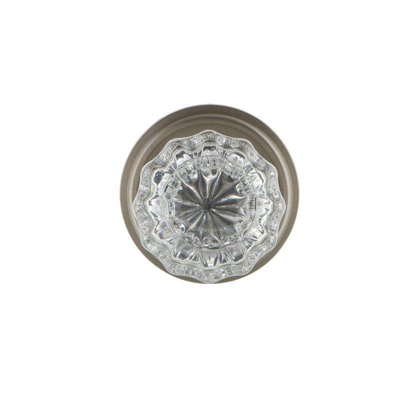 Classic Rosette with Crystal Door Knob, Satin Nickel, 2-3/8"