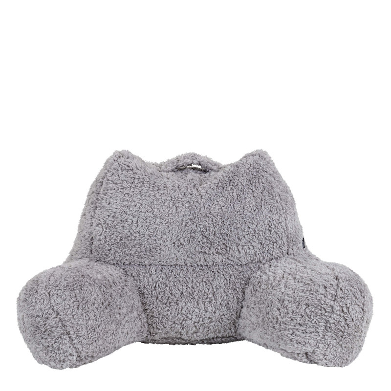 Kingston Faux Fur Classic Bean Bag and Reading Pillow Set, Grey