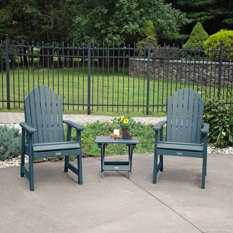 Chaise Adirondack en plastique avec table Anette, Bleu Nantucket