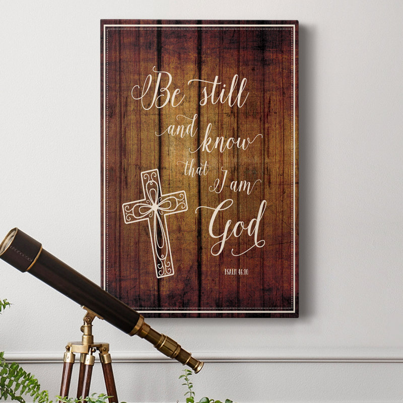 «Be Still», art textuel sur toile tendue, H 48 po x l 32 po x P 1 po