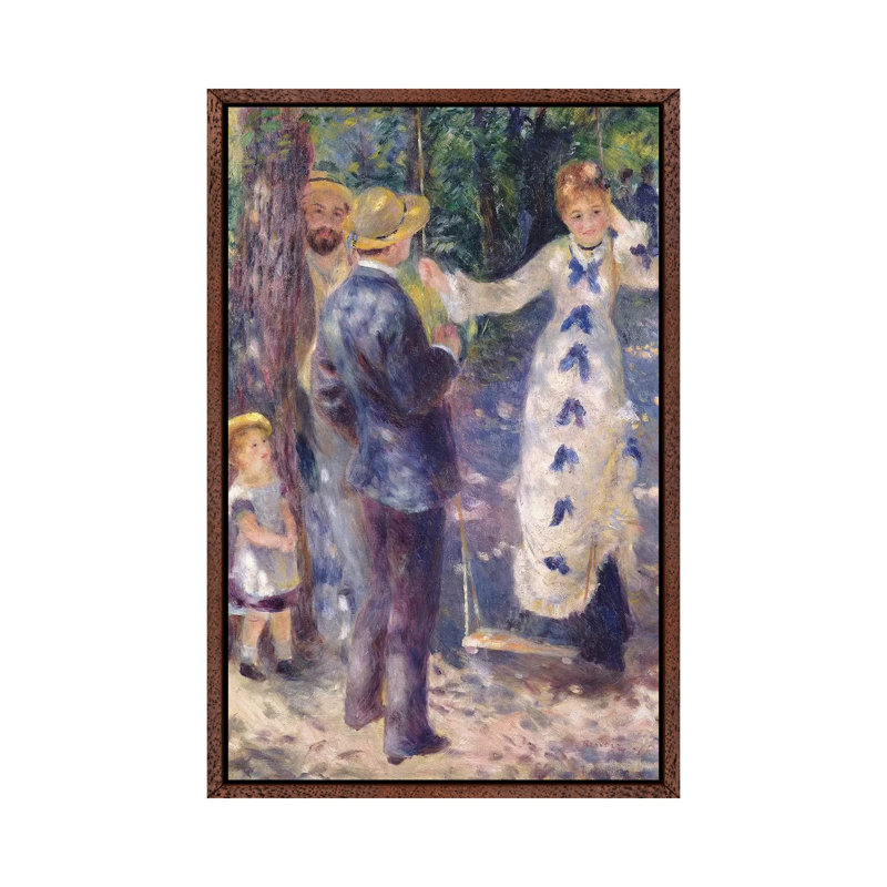 The Swing, 1876 by Pierre-Auguste Renoir - Painting on Canvas, Classic Brown Wood Framed, 66.04cm H x 45.72cm W x 3.81cm D