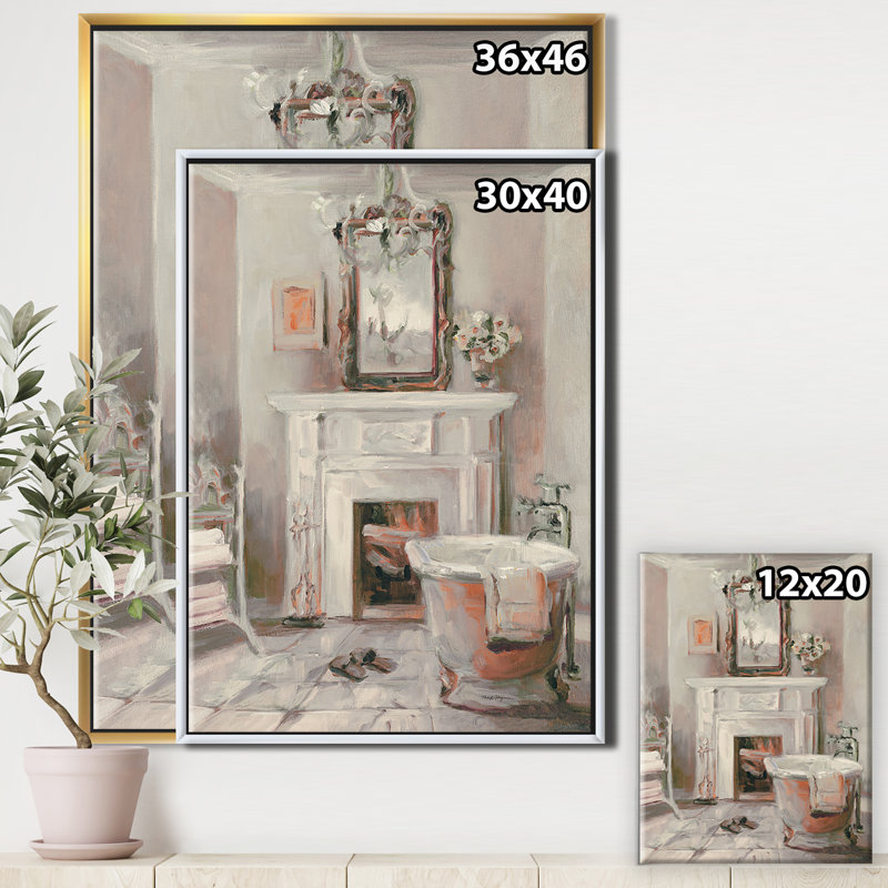 «French Bath La Baignoire II», reproduction d'art, H 40 po x l 30 po x 1,5 po, Toile avec cadre flottant or