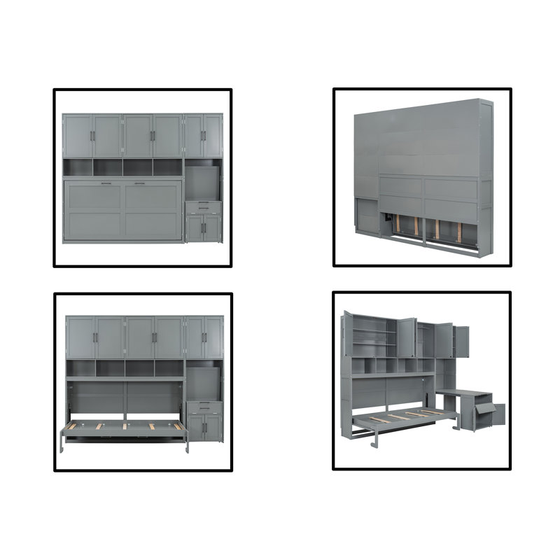 Twin Size Murphy Bed, Gray