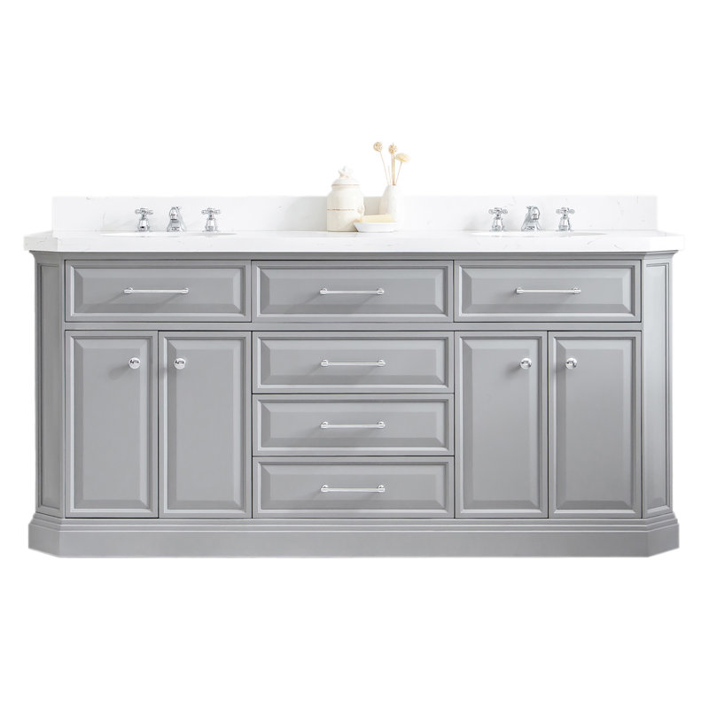 Palace 72'' W Double Vanity, Cashmere Gray, Polished Chrome