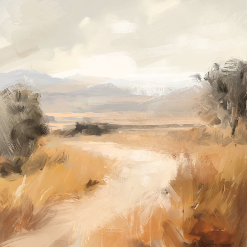 Paysage en ocre jaune - impression, Toile avec cadre blanc, Non, H 12 po x l 12 po x P 1,25 po