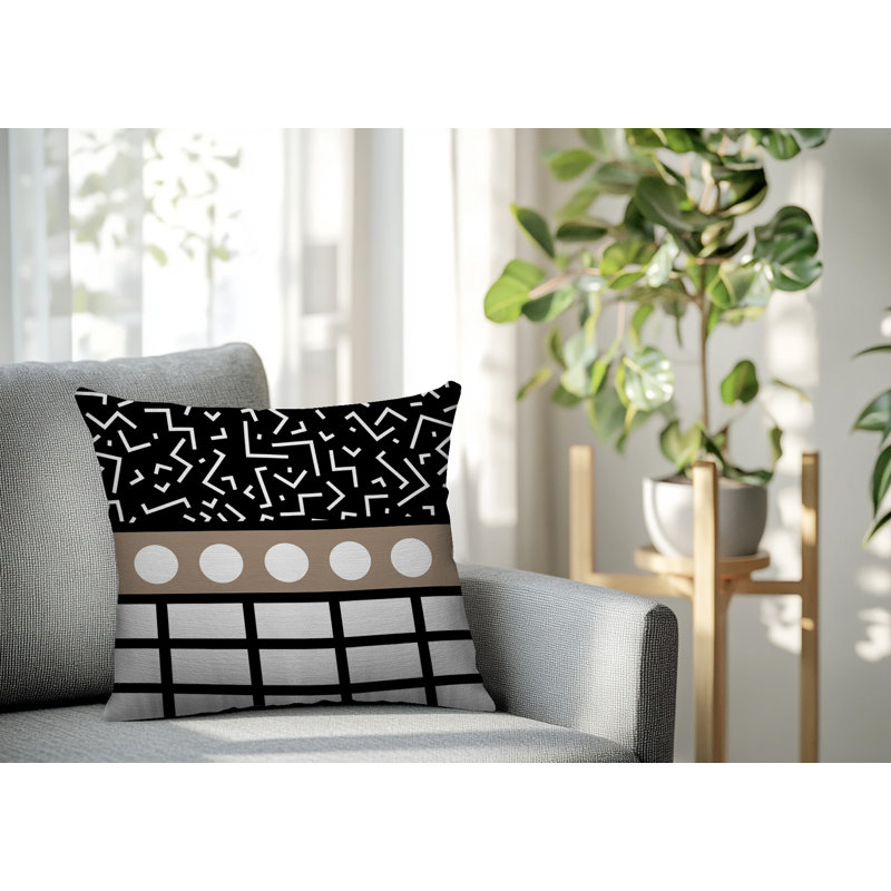 Oreiller carré réversible intérieur / extérieur Poptik, Beige, Carré 16 po