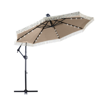 10Ft Patio Offset Hanging Umbrella With Tassels
