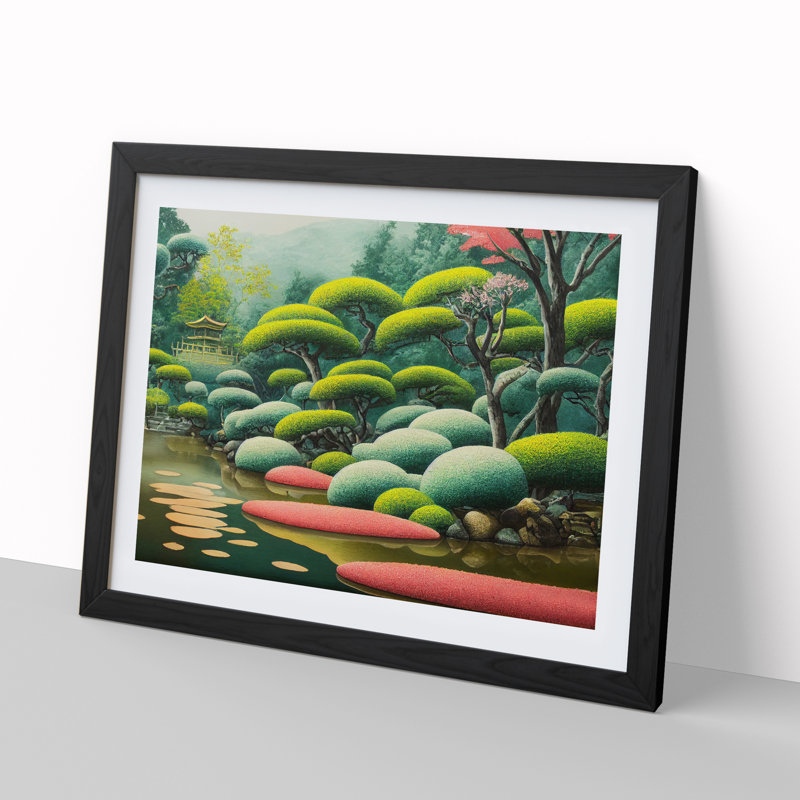 Japanese Garden - Framed Print, Black, 46cm H x 64cm W x 2cm D