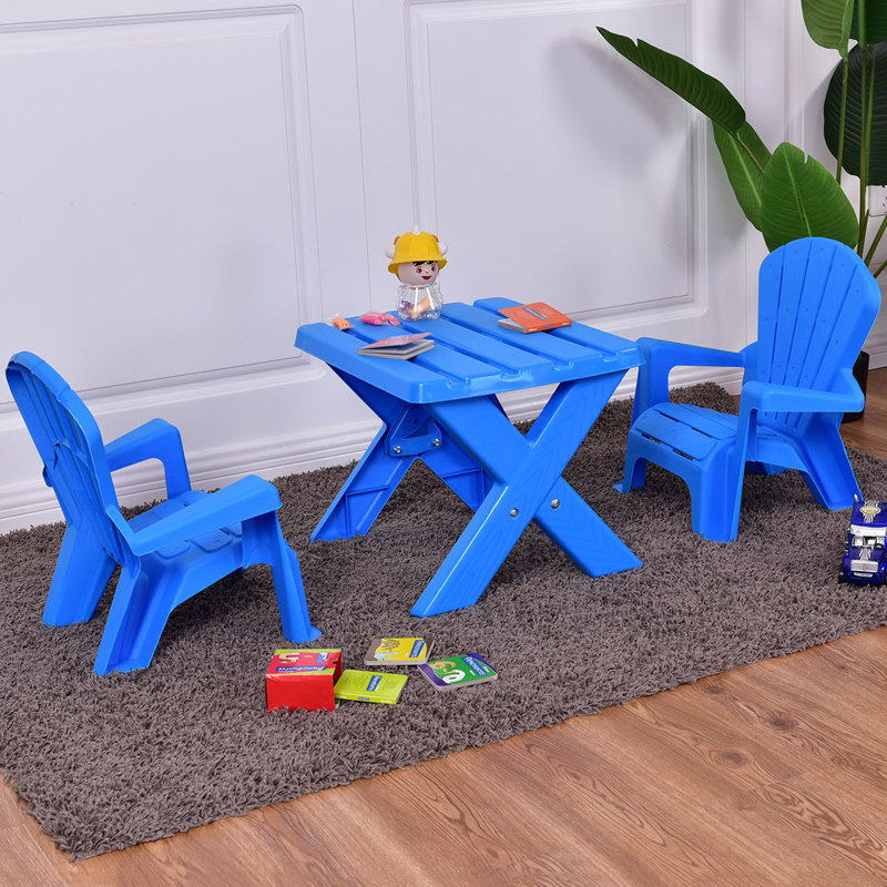 Najera, ensemble rectangulaire pour enfants et chaises, Bleu
