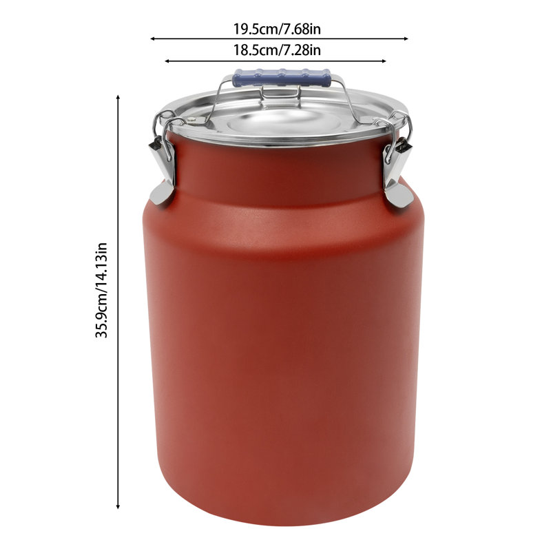 Contenant alimentaire en acier inoxydable 12L / 3,17 gallons avec couvercle, Rouge