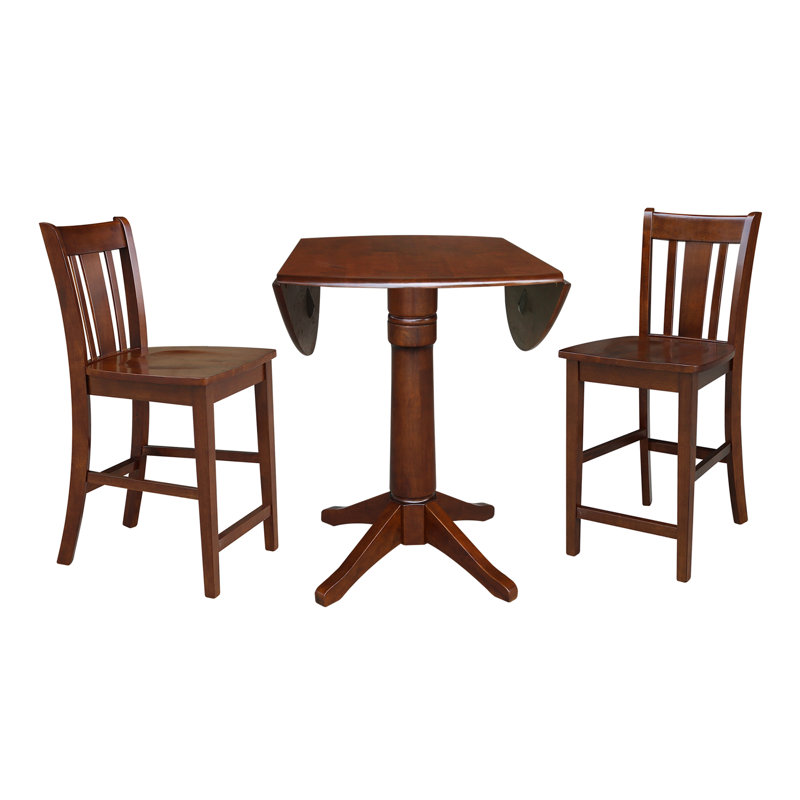 Gelula 3 - Piece Counter Height Drop Leaf Solid Wood Dining Set, Espresso