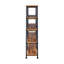 Bibliothèque antique muscade et noire avec support en métal, étable rustique pour articles décoratifs, style