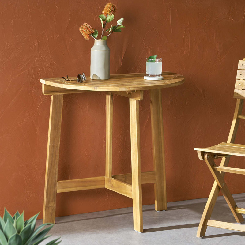 Table bistro pliante d'extérieur en bois d'acacia, Natural