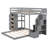 Bunk Bed With 3-Layer Shelves, Drawers And Storage Stairs