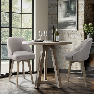 Pearce Grey Upholstered 360-Degree Swivel Bar Stool