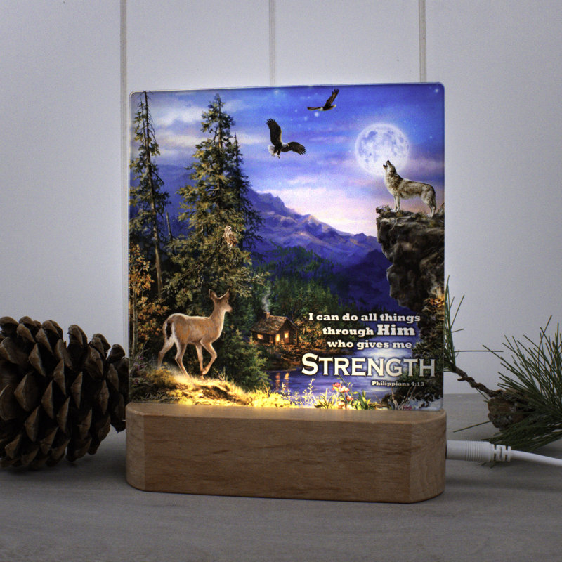 Welcome to the Woods avec veilleuse Scripture