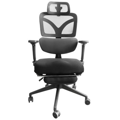 Chaise de bureau ergonomique avec inclinaison de 145 degrés, appui-tête 3D, support lombaire à 4 positions et siège en filet respirant