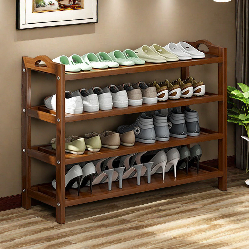 Lark Manor Four Tier 16 Double Bamboo Rack Shoe Rack - Wayfair Canada