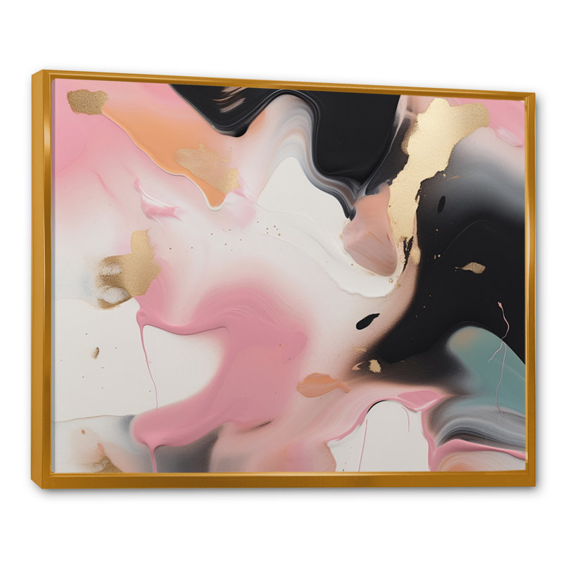 «Rose and Blue Transcendent Beauty In Marble Art V», reproduction abstraite sur toile marbrée, H 24 po x l 32 po x P 1 po