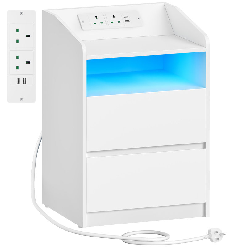 Particle Board Bedside Table, White