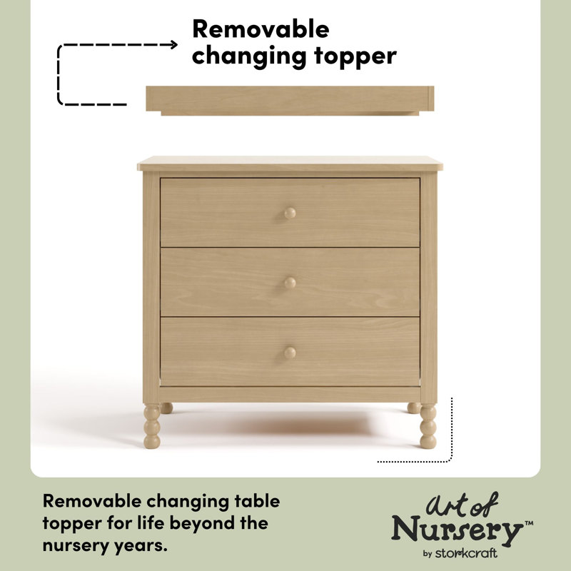 Rio 3 Drawer Chest With Changing Topper, Driftwood