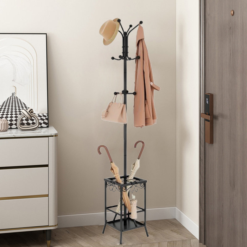 Portemanteau autoportant avec porte-parapluie, Noir, noir, noir, noir