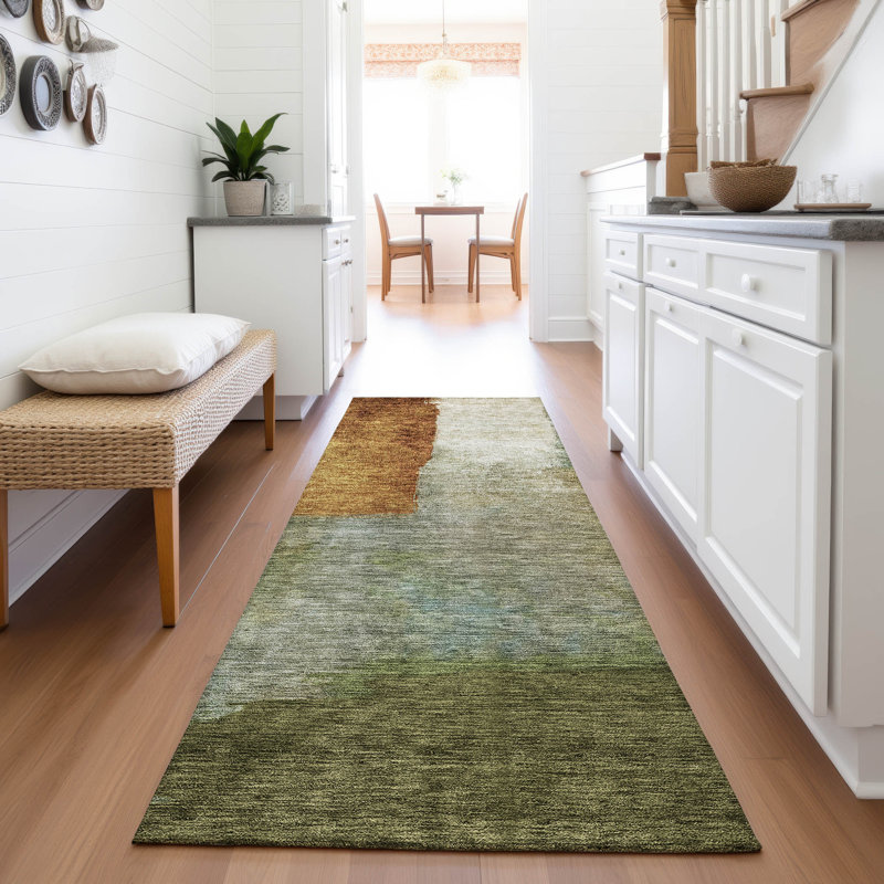 Premium Machine Washable Wayne AMF1100 Squares Rug, Tapis de couloir 2 pi 3 po x 7 pi 6 po