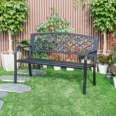 Iron Symphony- Steel and Cast Iron Garden Bench