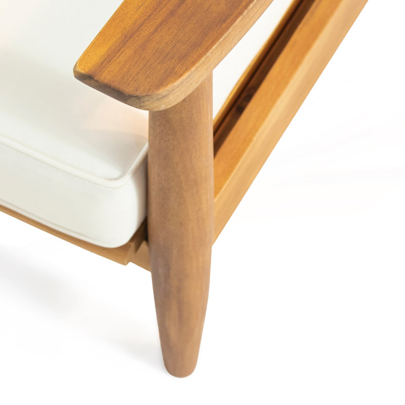 Causeuse + table basse, Beige, Teck