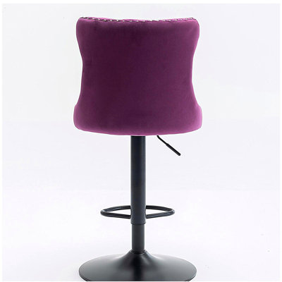 Tabourets de bar réglables en velours à hauteur réglable de 25 à 33 pouces, base de 17,7 pouces de diamètre, tabourets de bar modernes en velours avec coussin