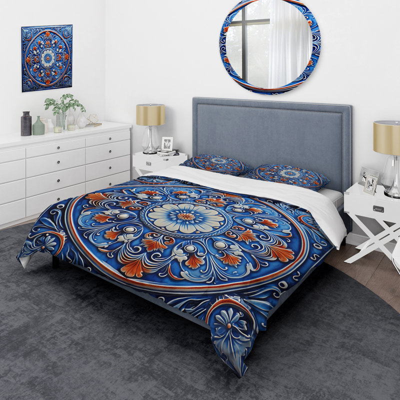 Ensemble de housse de couette Boho Turkish Blue Tiles 2 - Boho Tiles, Housse de couette pour très grand lit et 2 très 
