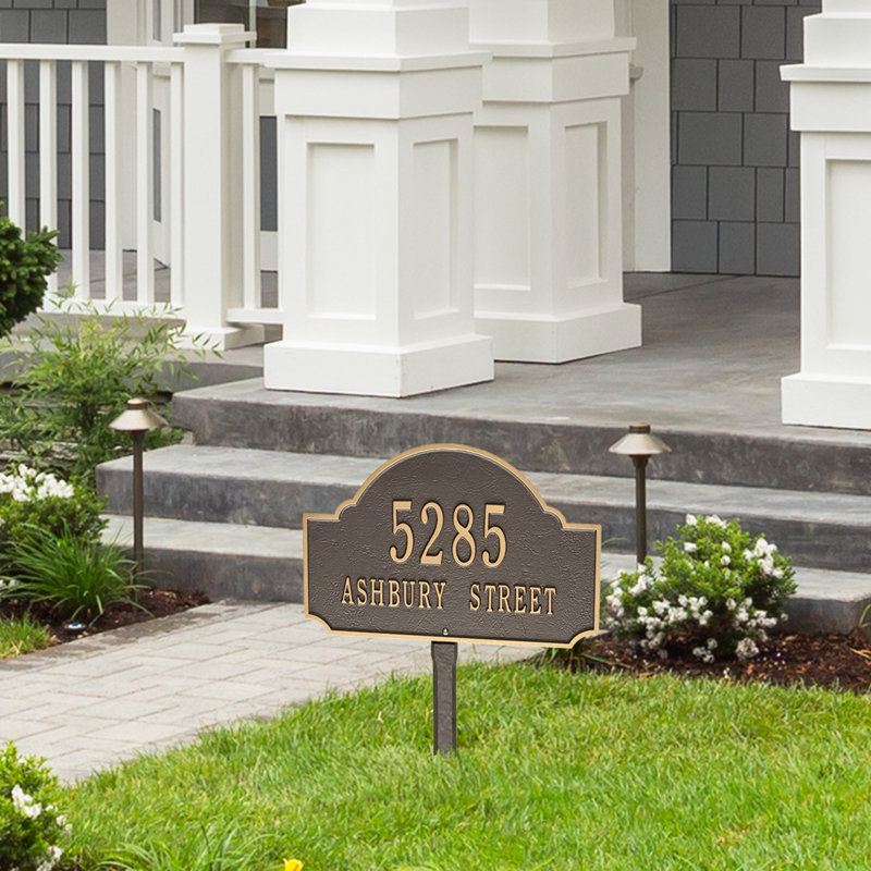 Fitzwilliams 2-Line Lawn Address Sign, Bronze/Gold, Yes