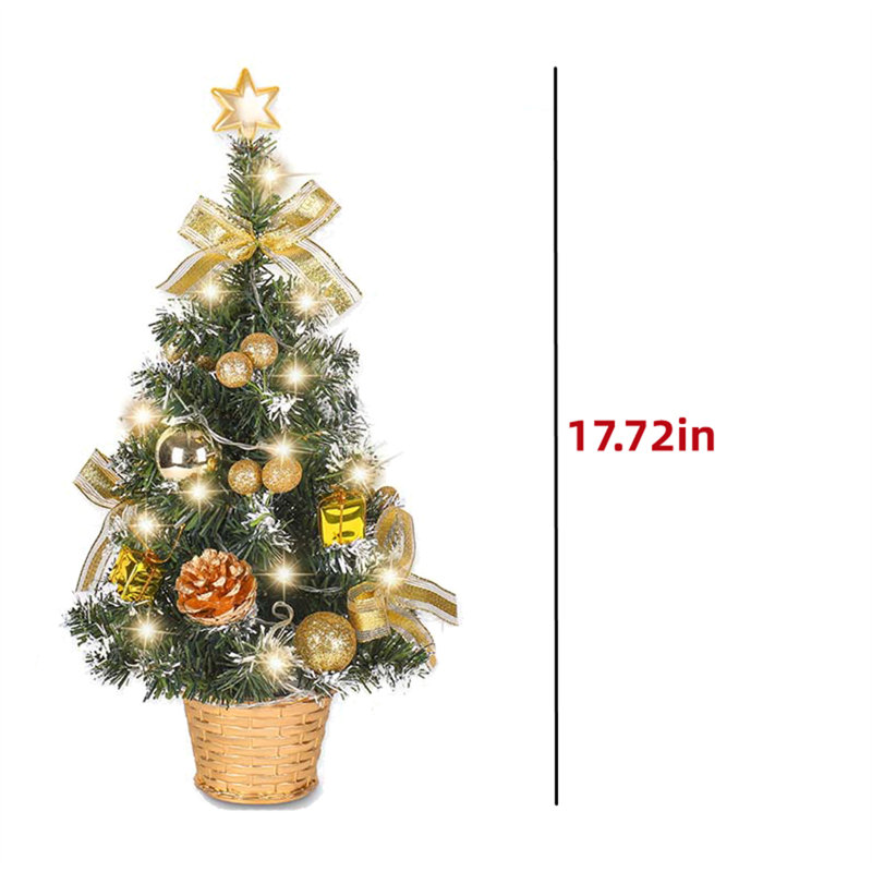 15.74" Tabletop Mini Christmas Tree, Gold