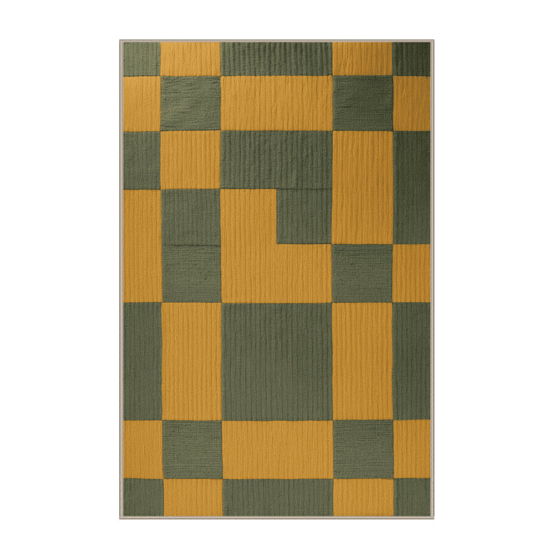 Tapis brun à carreaux lavable à la machine, Rectangle 2 pi x 3 pi