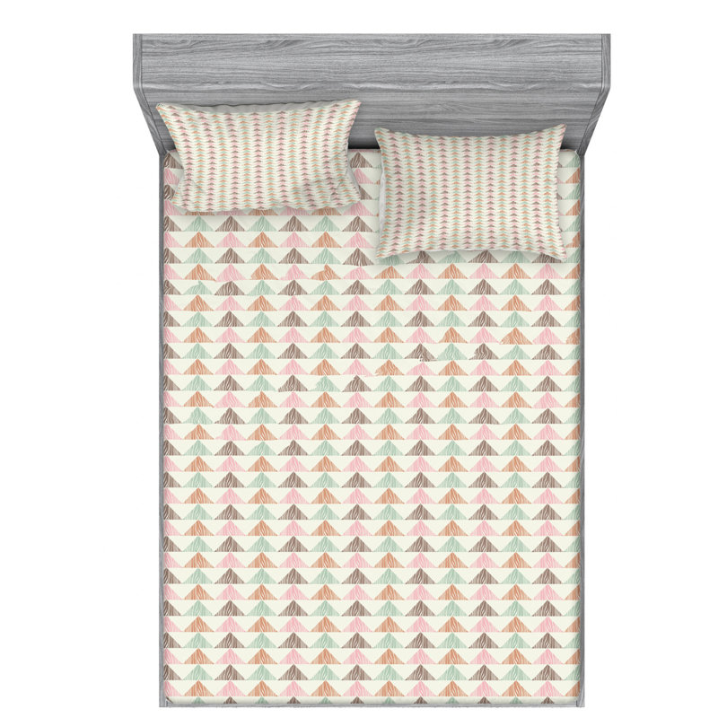 Ensemble de draps à motif géométrique, Ensemble de drap pour grand lit avec drap-housse